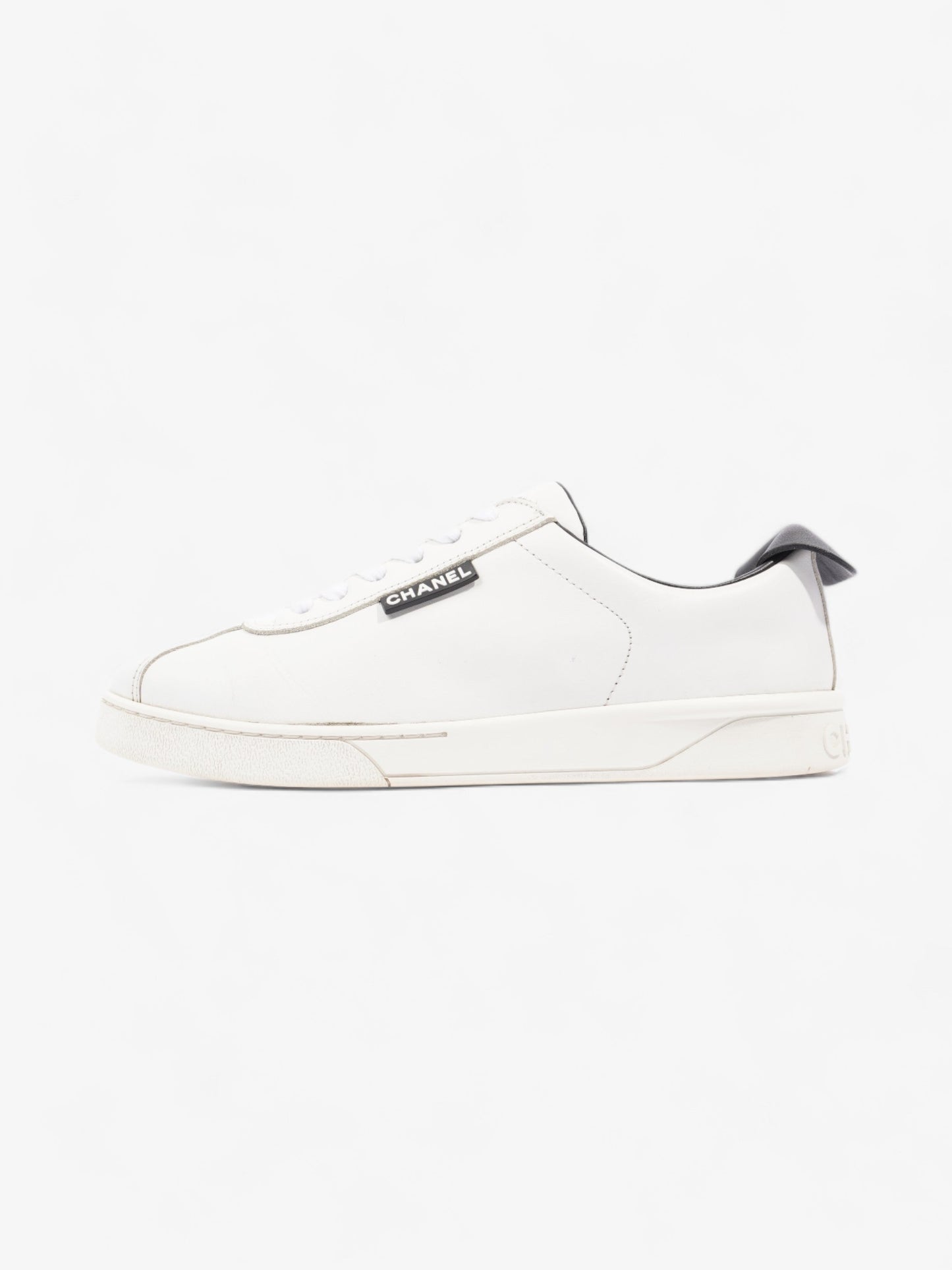 Chanel CC Logo Sneakers  White / Black Leather EU 38 UK 5