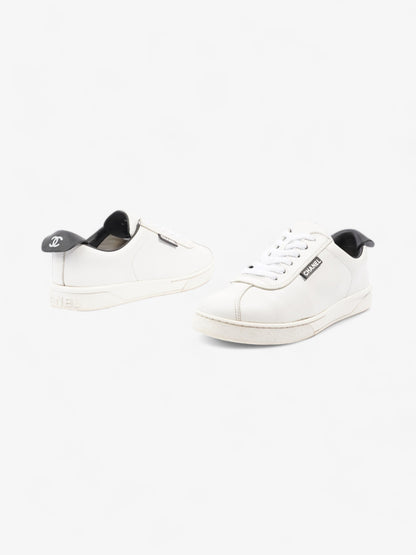 Chanel CC Logo Sneakers  White / Black Leather EU 38 UK 5