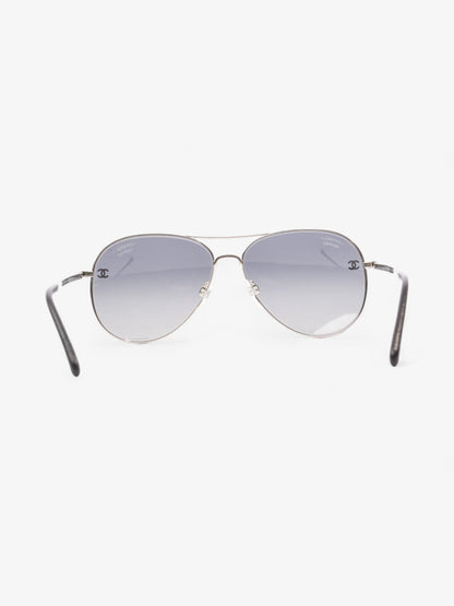 Chanel CC Aviator Black / Silver Acetate 135mm
