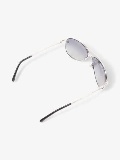 Chanel CC Aviator Black / Silver Acetate 135mm