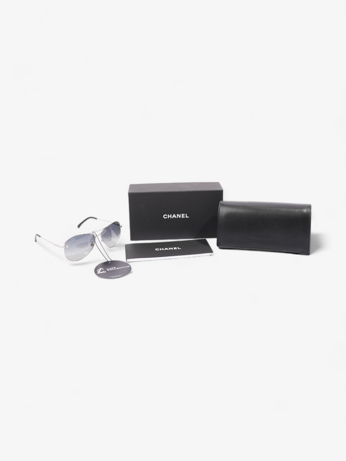 Chanel CC Aviator Black / Silver Acetate 135mm