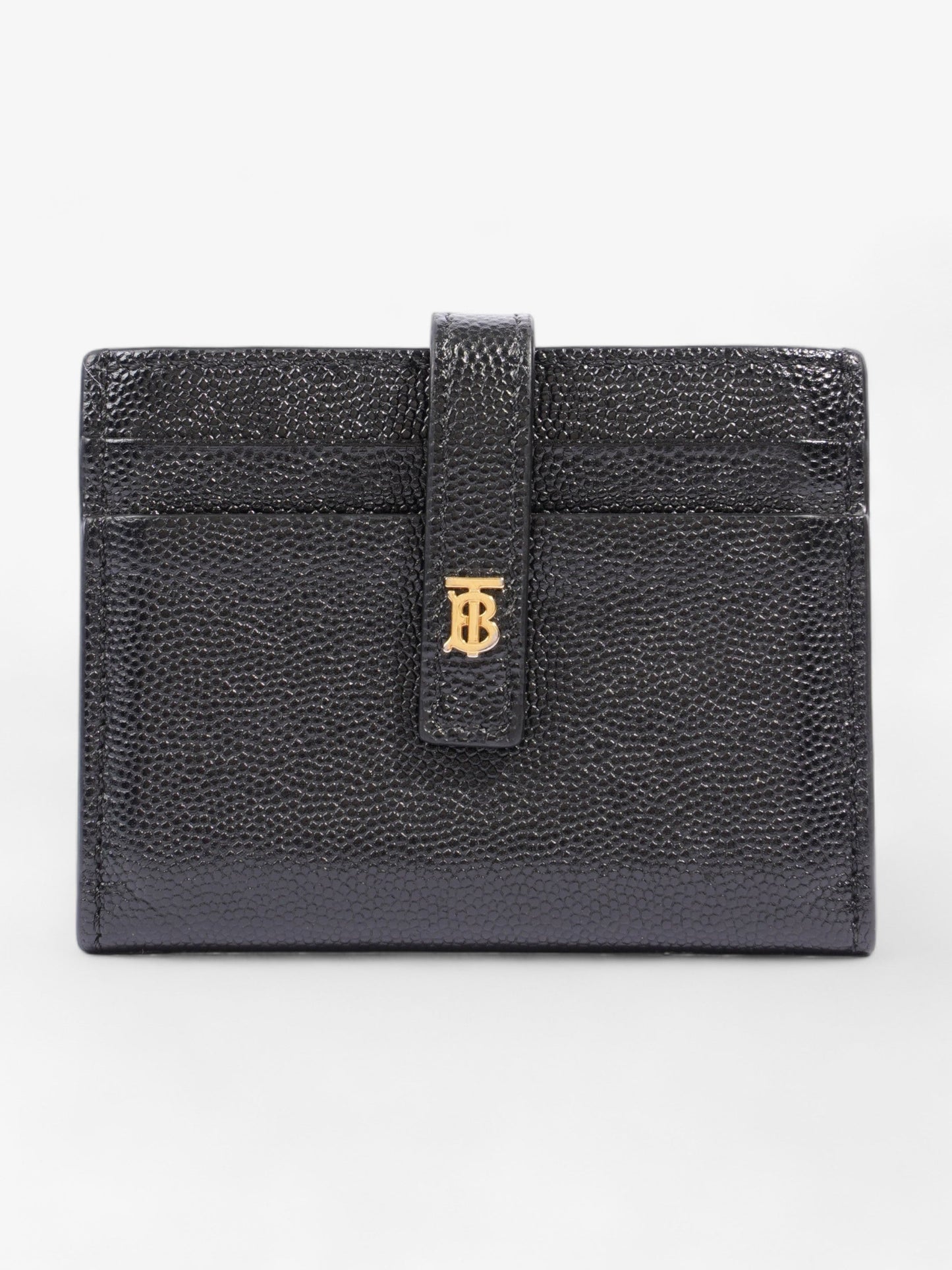 Burberry TB Hardware Two Fold Card Case Black Leather