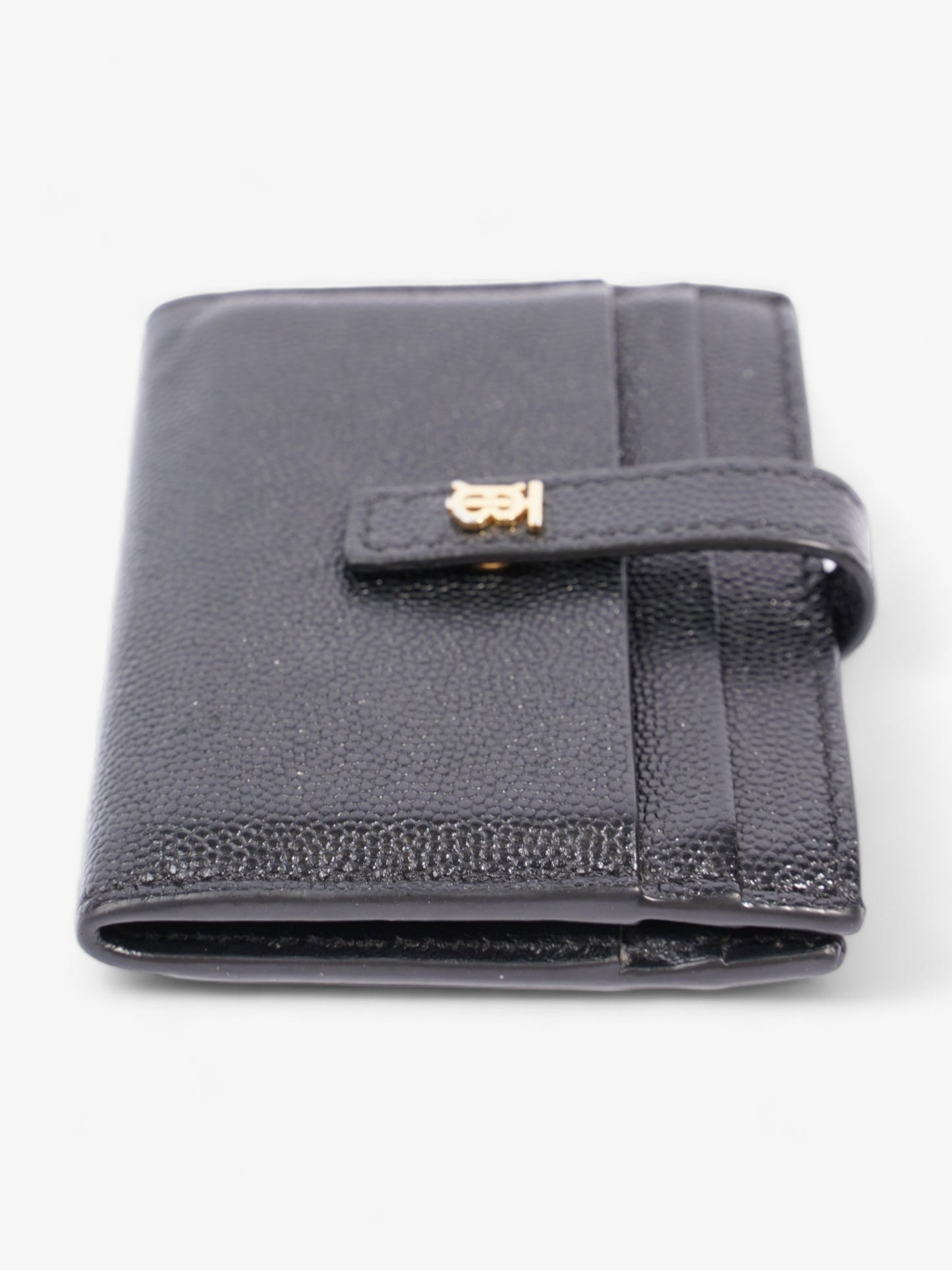 Burberry TB Hardware Two Fold Card Case Black Leather