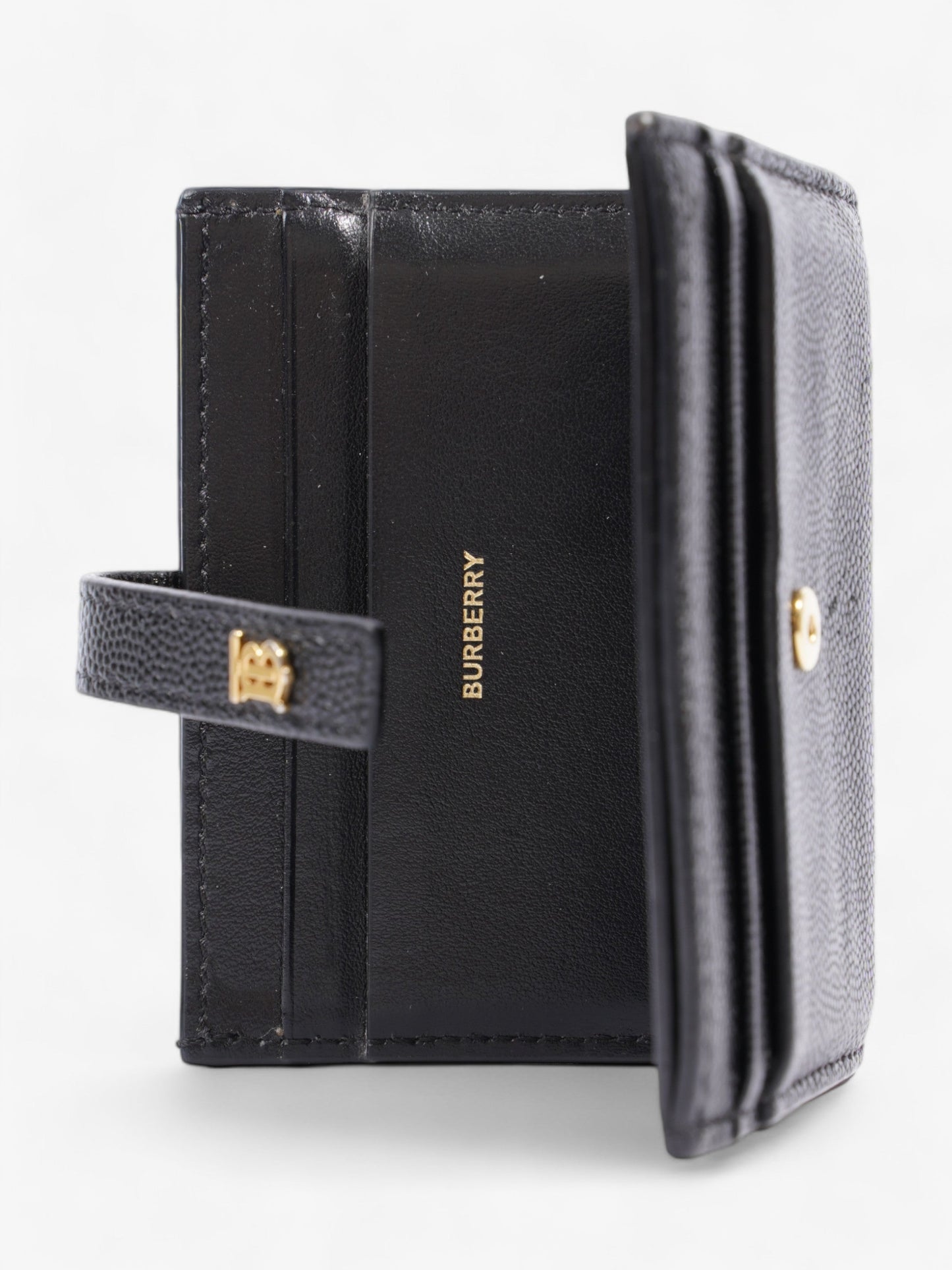 Burberry TB Hardware Two Fold Card Case Black Leather