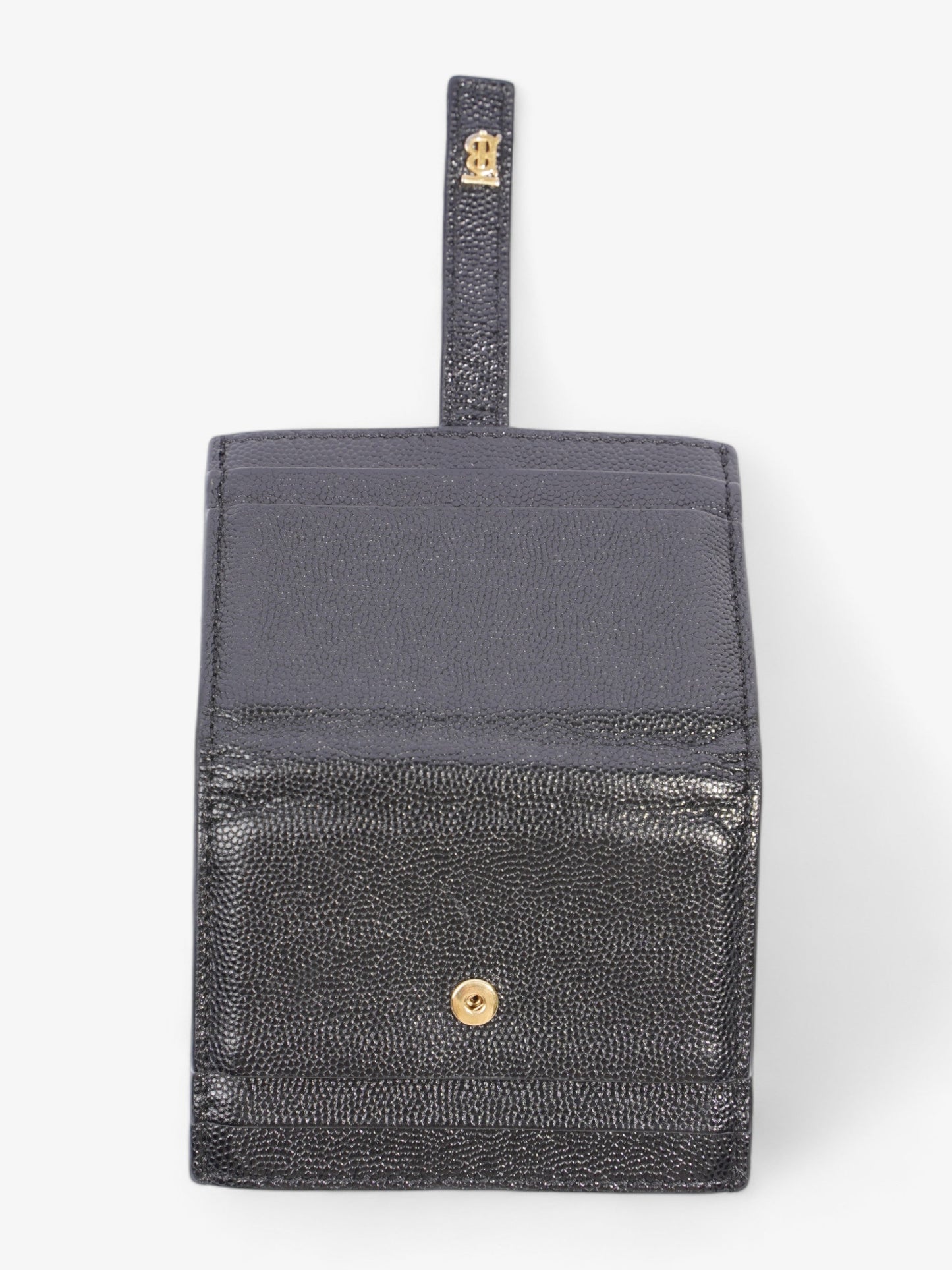 Burberry TB Hardware Two Fold Card Case Black Leather