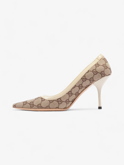 Gucci D-Ring Heels 80mm Beige Canvas EU 38 UK 5