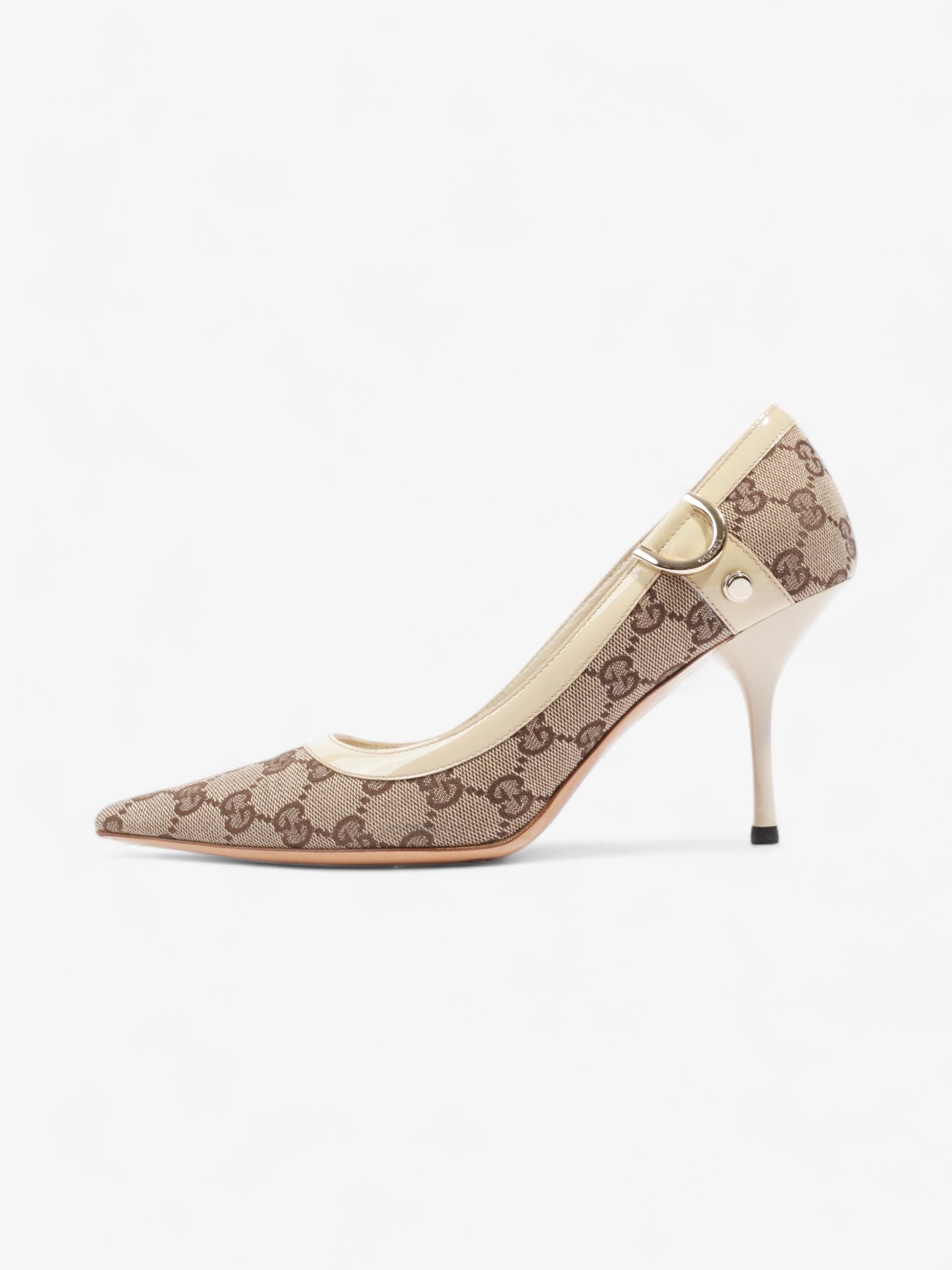 Gucci D-Ring Heels 80mm Beige Canvas EU 38 UK 5