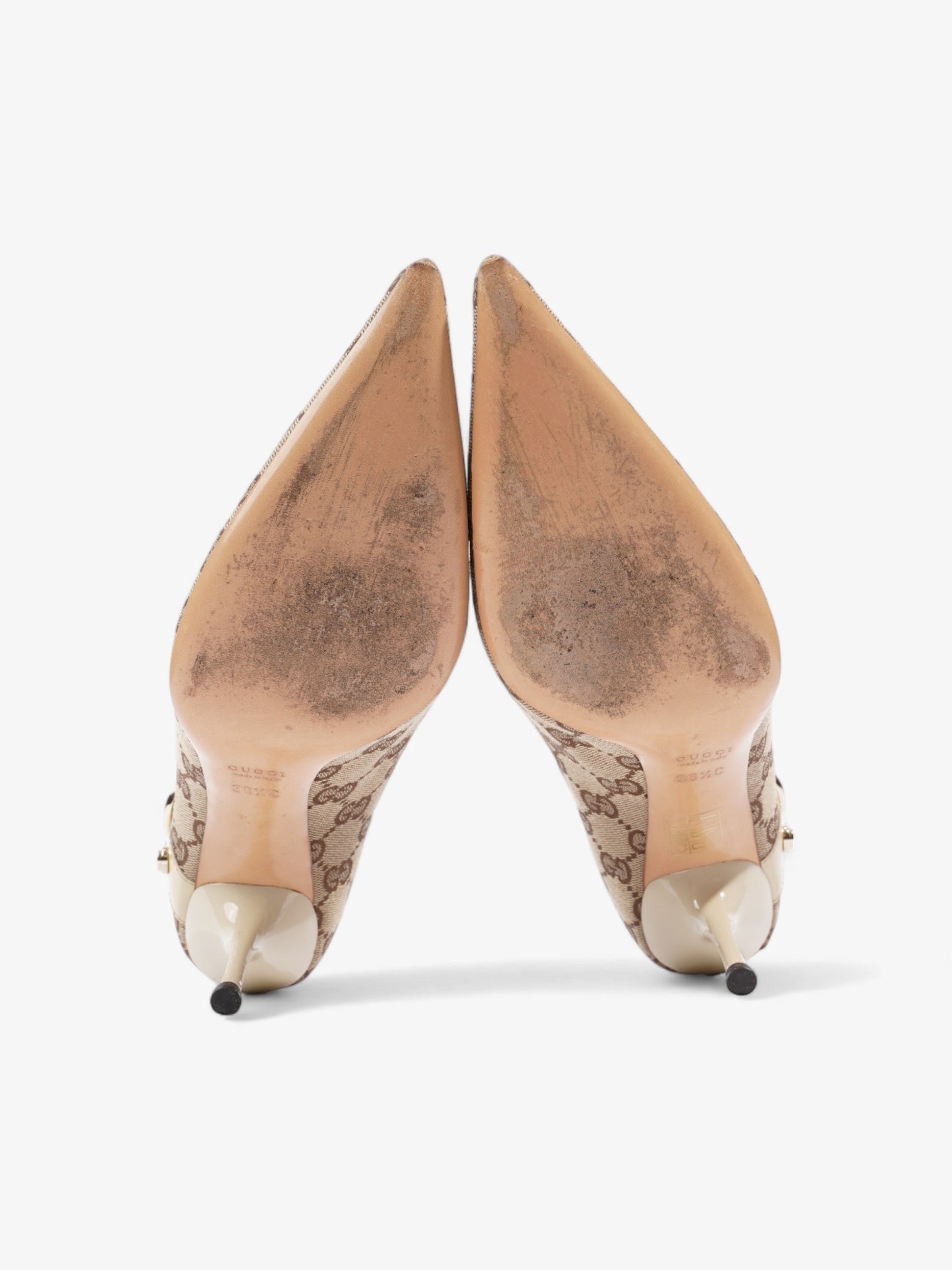 Gucci D-Ring Heels 80mm Beige Canvas EU 38 UK 5