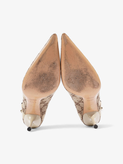 Gucci D-Ring Heels 80mm Beige Canvas EU 38 UK 5