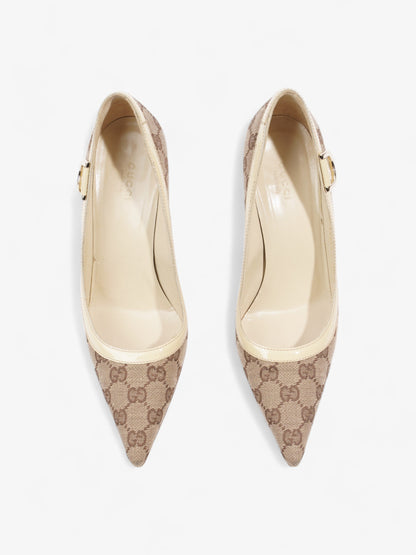Gucci D-Ring Heels 80mm Beige Canvas EU 38 UK 5