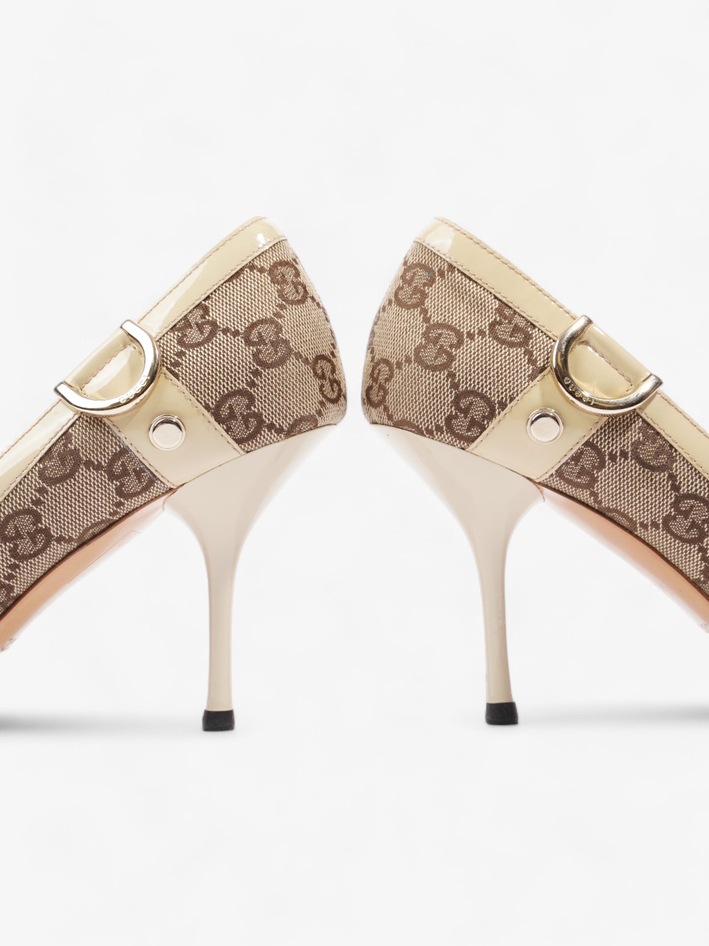 Gucci D-Ring Heels 80mm Beige Canvas EU 38 UK 5