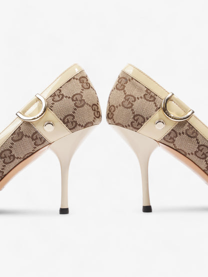 Gucci D-Ring Heels 80mm Beige Canvas EU 38 UK 5