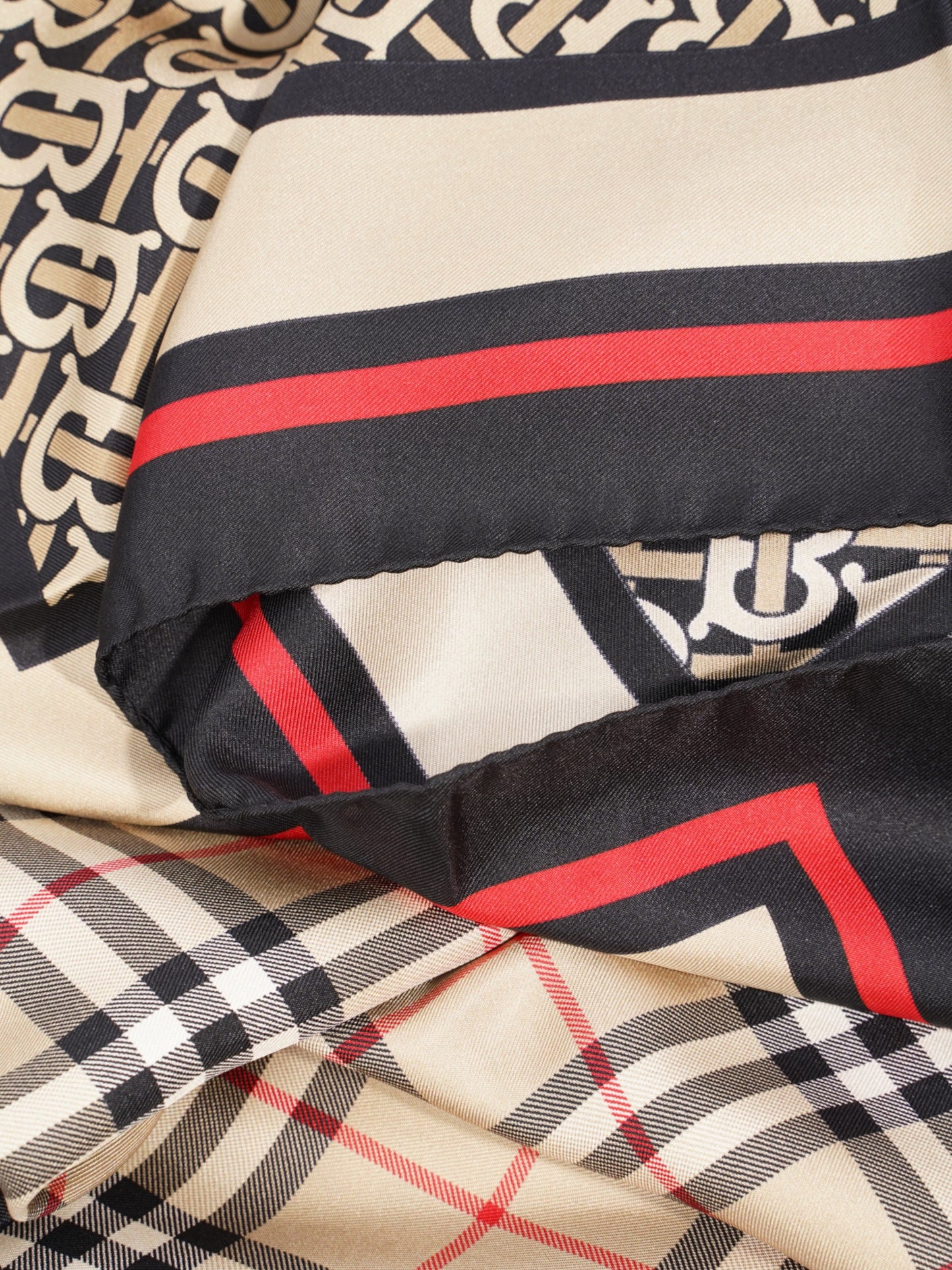Burberry Multi Colour Scarf Archive Beige Silk