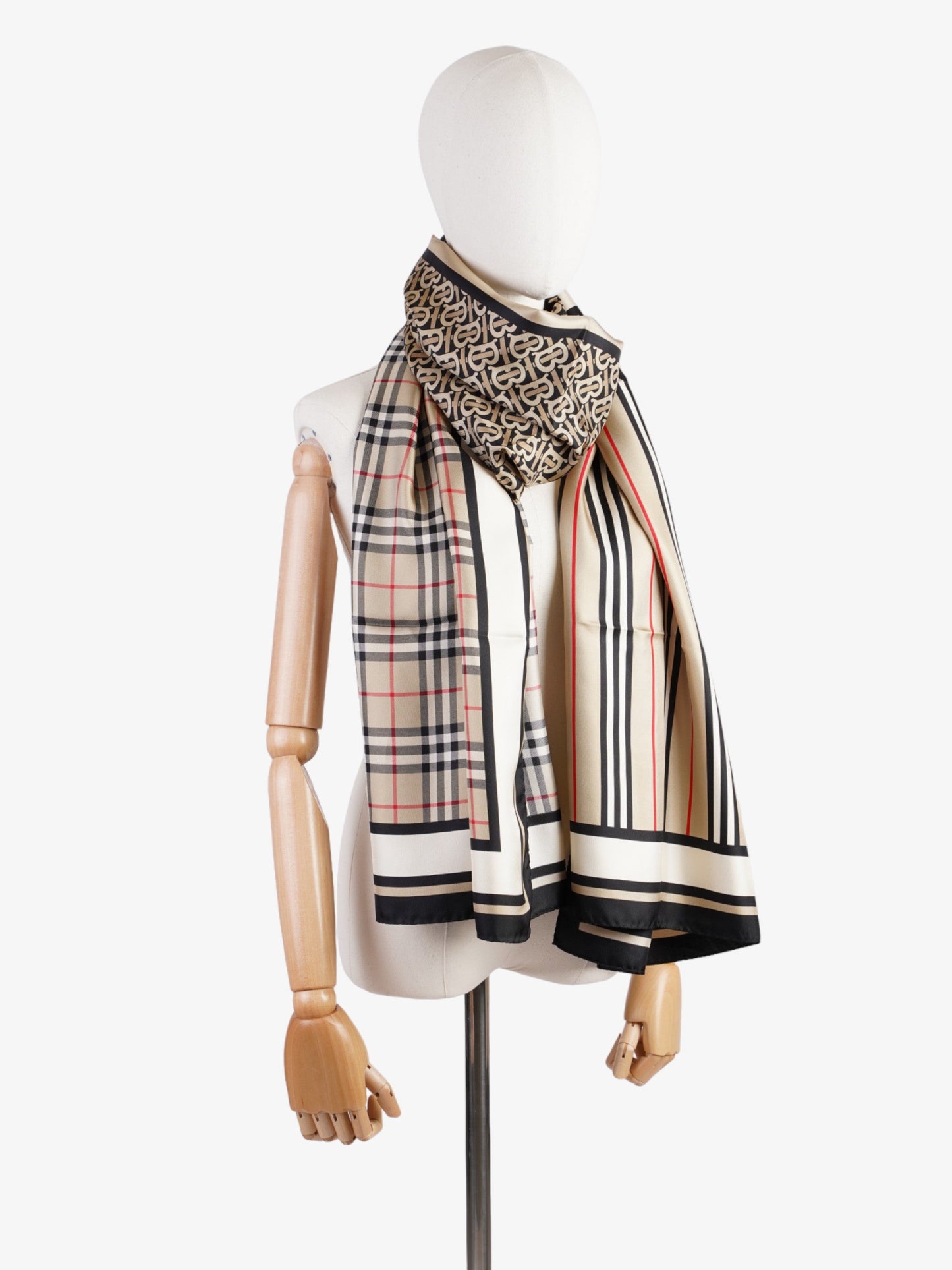Burberry Multi Colour Scarf Archive Beige Silk
