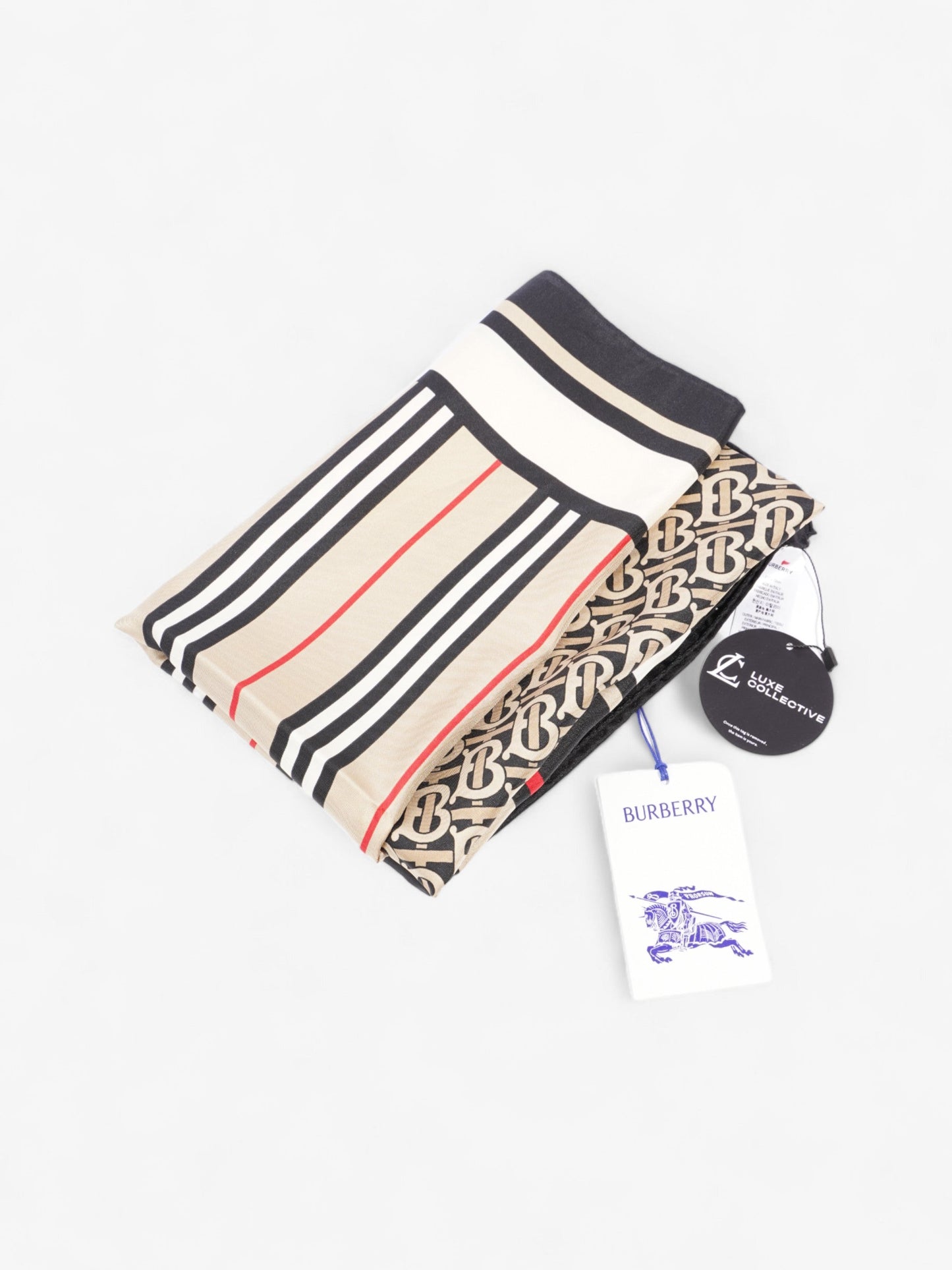 Burberry Multi Colour Scarf Archive Beige Silk