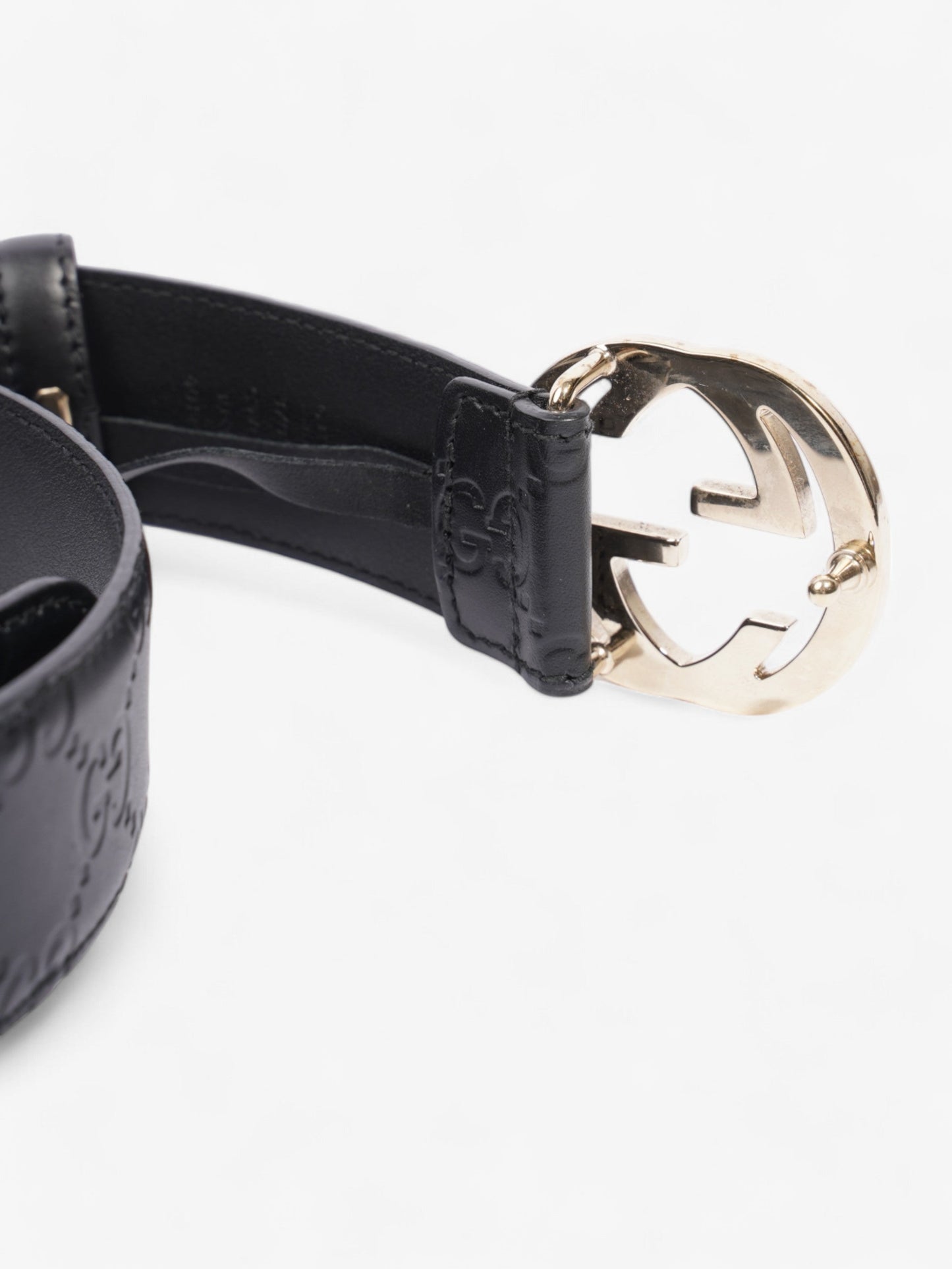 Gucci Interlocking G Belt Black / Light Gold Leather 80cm / 32"