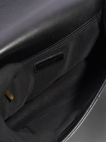 Chanel Boy Bag Black Lambskin Leather New Medium