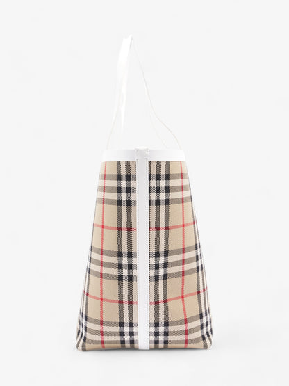 Burberry London Tote Vintage Check / White Cotton
