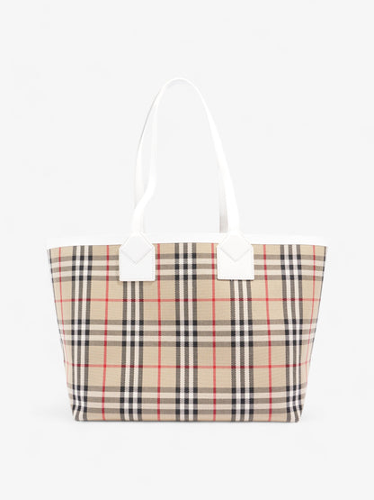 Burberry London Tote Vintage Check / White Cotton