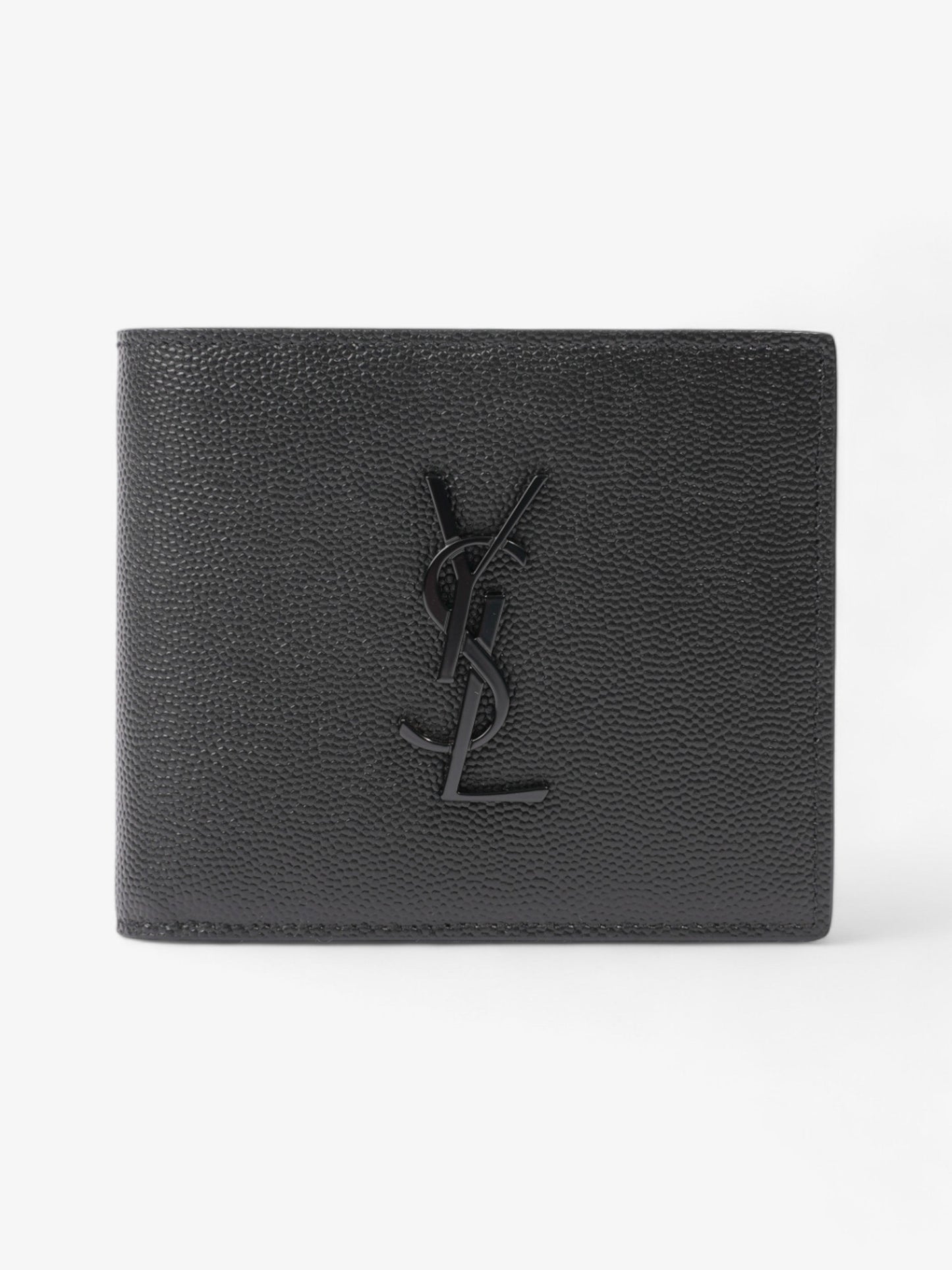 Saint Laurent Cassandre Logo Wallet Black Leather