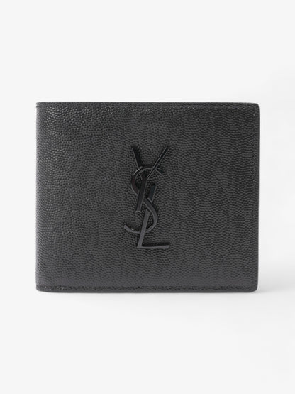 Saint Laurent Cassandre Logo Wallet Black Leather