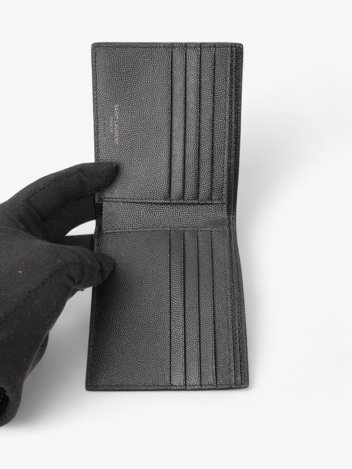 Saint Laurent Cassandre Logo Wallet Black Leather