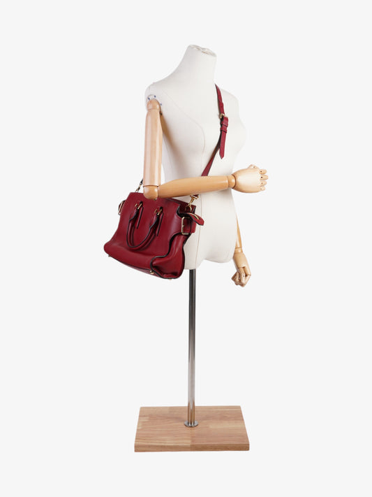 Burberry Clifton Red Calfskin Leather Medium