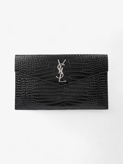 Saint Laurent Uptown Clutch Black Embossed Leather Medium