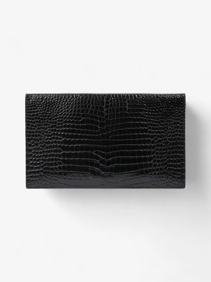Saint Laurent Uptown Clutch Black Embossed Leather Medium