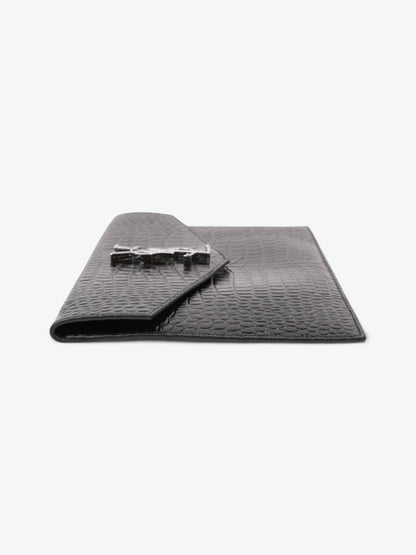 Saint Laurent Uptown Clutch Black Embossed Leather Medium