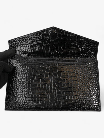 Saint Laurent Uptown Clutch Black Embossed Leather Medium