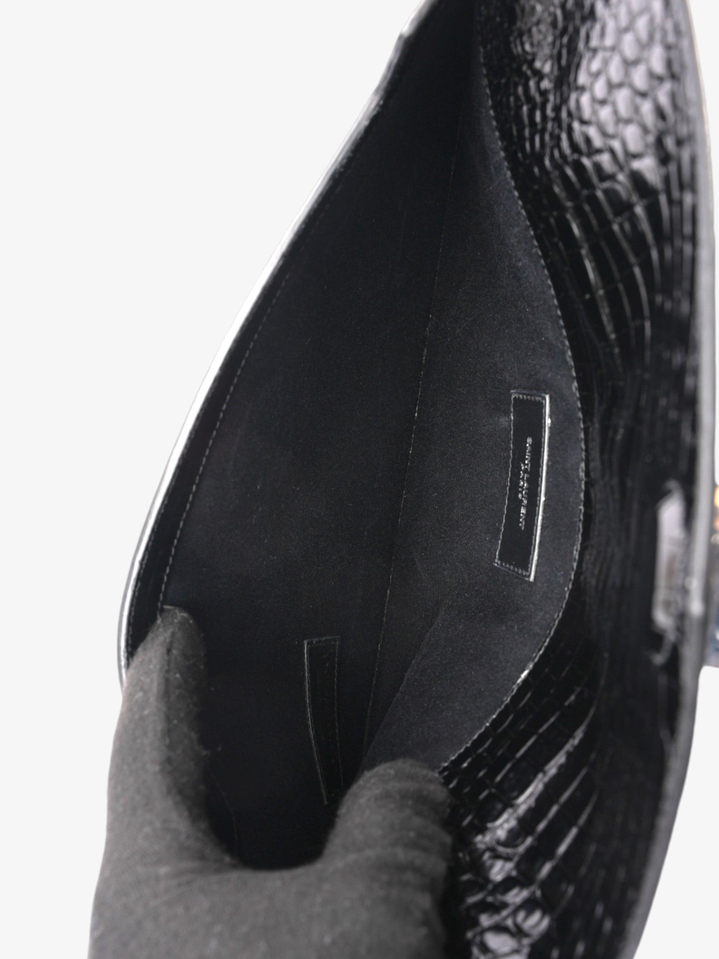 Saint Laurent Uptown Clutch Black Embossed Leather Medium