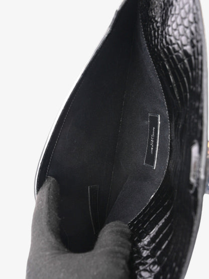 Saint Laurent Uptown Clutch Black Embossed Leather Medium
