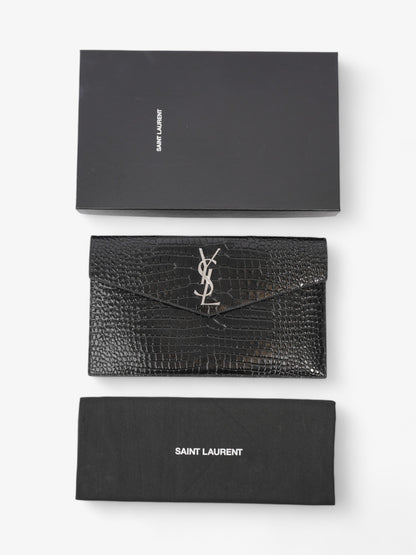 Saint Laurent Uptown Clutch Black Embossed Leather Medium