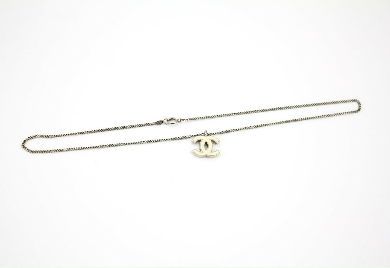 Chanel Vintage 02C Enamel White CC Necklace