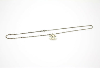 Chanel Vintage 02C Enamel White CC Necklace
