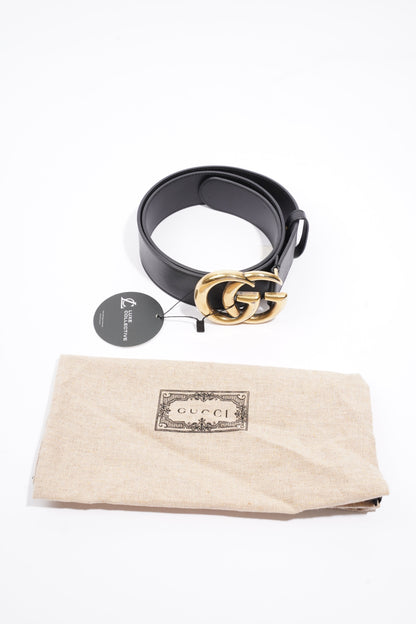 Gucci GG Marmont 2015 Re-Edition Wide Belt  Black Leather 85cm / 34"