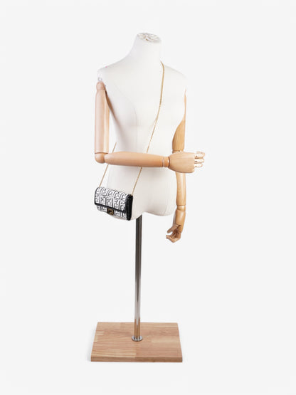 Fendi x Joshua Vides FF Embossed Continental Wallet on Chain Black / White Nappa Leather