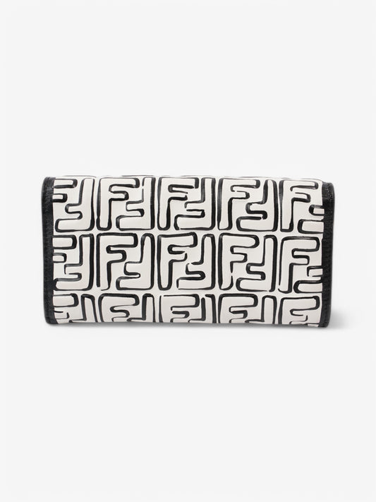 Fendi x Joshua Vides FF Embossed Continental Wallet on Chain Black / White Nappa Leather