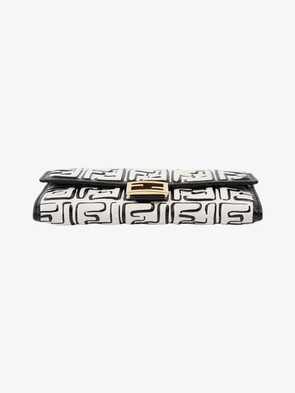 Fendi x Joshua Vides FF Embossed Continental Wallet on Chain Black / White Nappa Leather