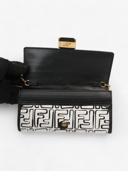 Fendi x Joshua Vides FF Embossed Continental Wallet on Chain Black / White Nappa Leather