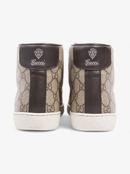 Gucci High Top Sneakers Beige And Ebony GG Supreme / Brown Coated Canvas EU 37 UK 4