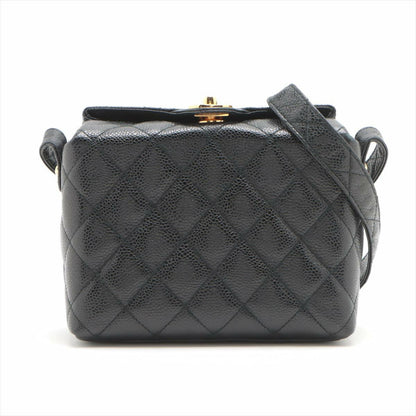 Chanel Vintage Black Gold Carved Buckle Box Bag