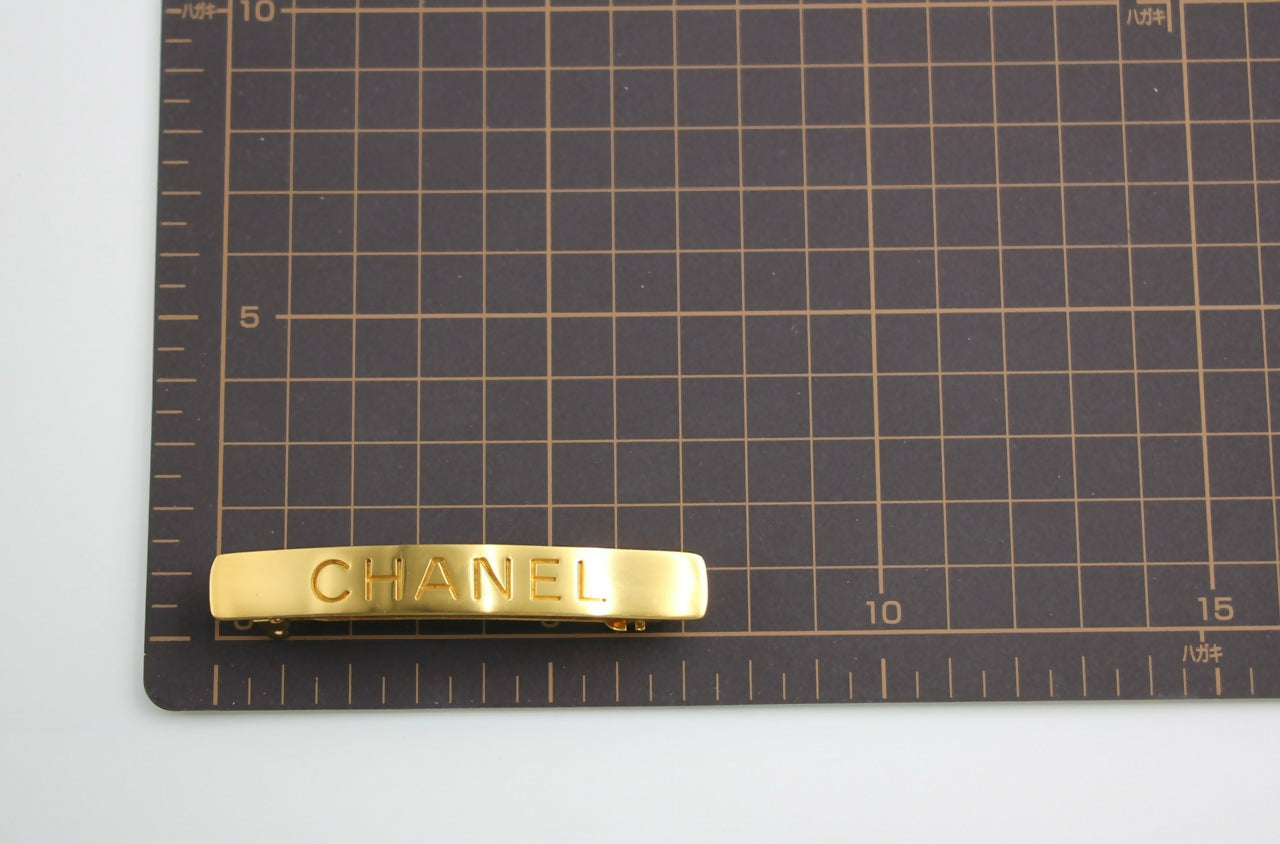 Chanel Vintage 98A Matte Gold-plated ‘CHANEL’ Hairpin