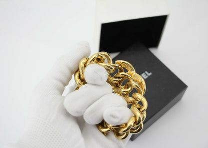Chanel Vintage 94P Gold-plated CC Wave Rotating Lock Bracelet