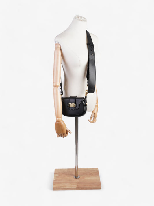 Christian Dior D Fence Saddle Bag Black Calfskin Leather Mini
