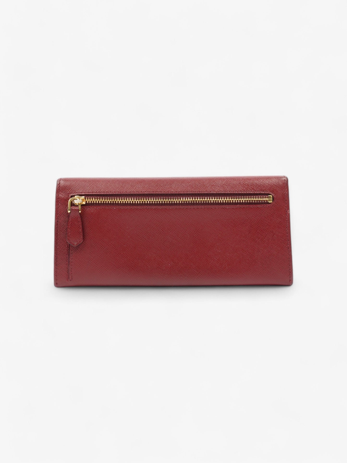 Prada Continental Wallet Burgundy / Gold Saffiano Leather