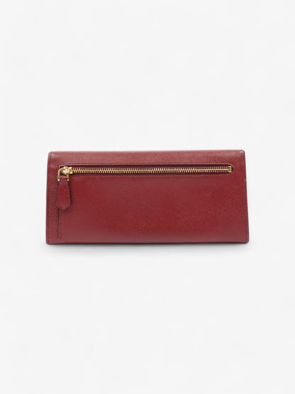 Prada Continental Wallet Burgundy / Gold Saffiano Leather