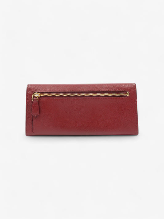 Prada Continental Wallet Burgundy / Gold Saffiano Leather