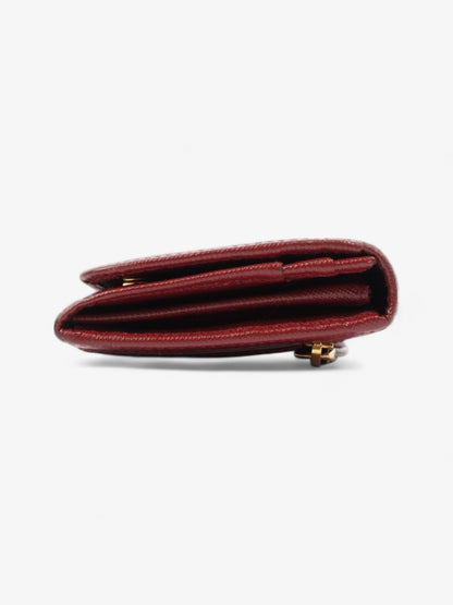 Prada Continental Wallet Burgundy / Gold Saffiano Leather